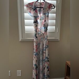 Show Me Your MuMu Pink and Blue Floral Backless Dress